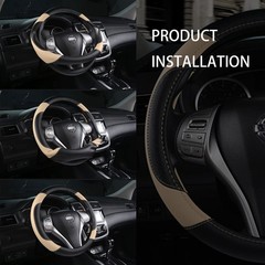 Szttswamp Leather Car Steering Wheel Cover Non-Slip Car Wheel Cover Protector