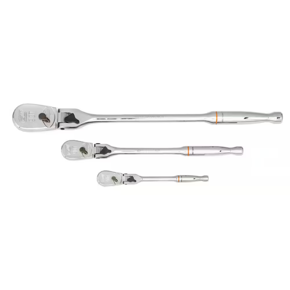 1/4 In., 3/8 In. and 1/2 In. Drive 90-Tooth Locking Flex-Head Teardrop Ratchet S