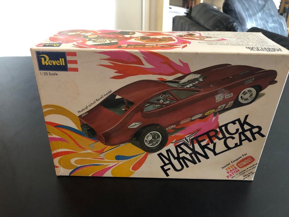 Rare Revell Ford Maverick Funny Car 1/25 Scale Kit, Complete and Unbuilt