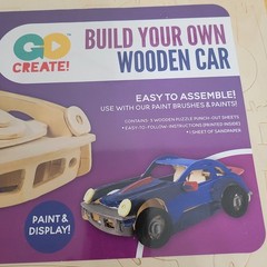 Go Create Build Your Own Wooden Car Model Kit Easy Assemble Paint Display
