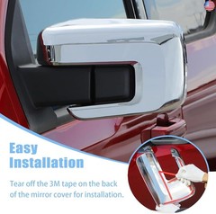AUCERAMIC Chrome Mirror Caps +Door Handle Covers for Ford F150 2021 2022 2023
