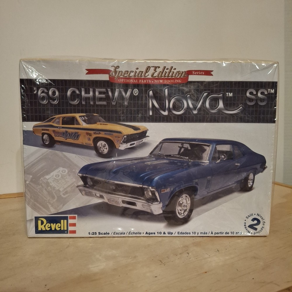 Revell 1/25 1969 Chevy Nova SS Plastic Model Kit 85-2098 Partially Together