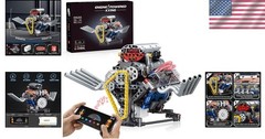 V8 Engine Model Kit – Realistic DIY Toy with App Control & LED Lights, 665 PCS