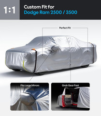 Dodge Ram 2500 3500 Truck Car Cover Accessories, Custom Fit Waterproof All Weath