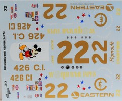 NASCAR DECAL #22 EASTERN AIRLINES 1972 PLYMOUTH ROAD RUNNER DICK BROOKS 1/25