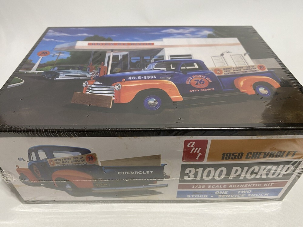 Amt 1950 Chevrolet 3100 Pickup Stock or Union 76 Service Truck Model Sealed