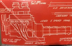 454 Chevy RAT ENGINE W Tunnel Ram Lenco M/T V/C NO Headers 1:25 LBR Model Parts