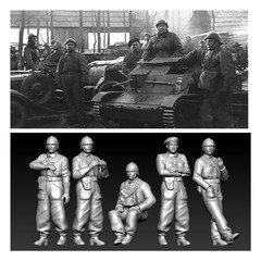 3D Printed 1/72/64/48 WWII Polish Tank Crew 5pc Unpainted Model