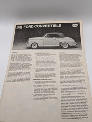 Testors 105 Scale 1/25 1948 Ford Convertible Open Box Instructions Included