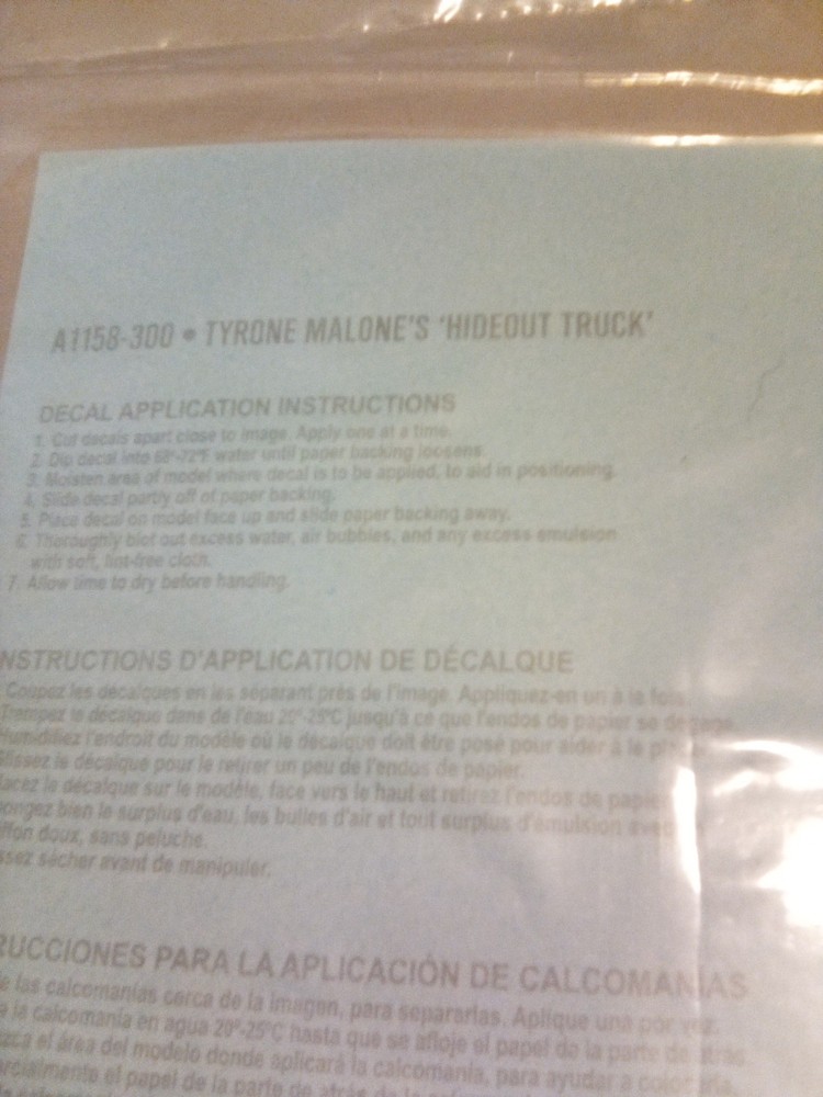 Amt Tyrone Malone Hideout Semi Truck Decals SEALED 125 Plastic Model Parts