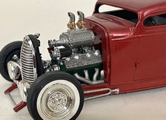 Resin Supercharged Ford Flathead engine for scale model cars, 1/24 1/25 scale.