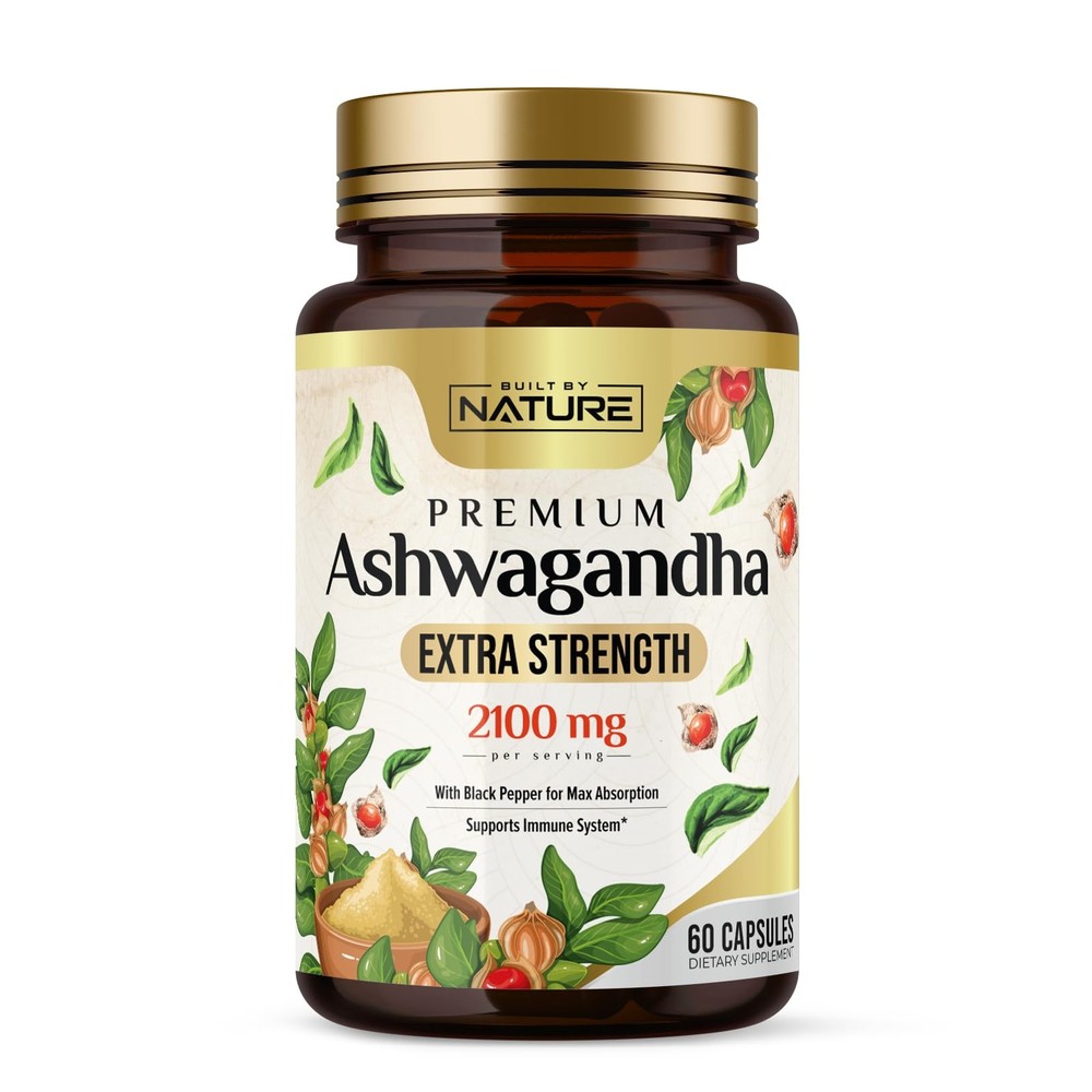 Built by Nature Ashwagandha 2100mg Extra Strength Stress 60 Count (Pack of 1)