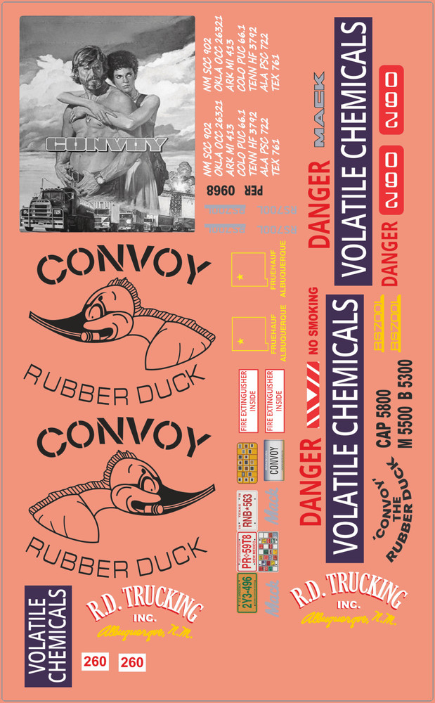 CONVOY “RD Trucking” Rubber Duck Mack Truck Multi-Scale Waterslide Decals