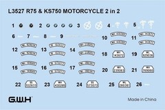 Great Wall Hobby 1/35 GWH L3527 WWII German Motorcycle R75 & KS750 2 in 2 New