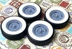 Resin 15-Inch “Chrome Reverse” Wheels, W/ Wide Whitewalls,1/24 1/25 Scale