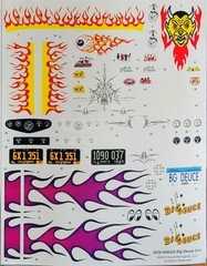 Revell 1/8 big deuce 3in1 Decals For Kit-2616 New Purple Flames