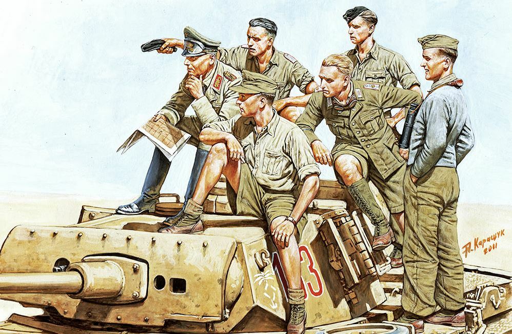 Master Box 3561 Rommel and German Tank Crew, DAK, WW II era scale 1:35 model kit