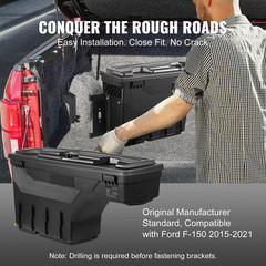 Driver Side Truck Tool Box in ABS 28 In., 6.6 Gal. Truck Bed Box with Password P