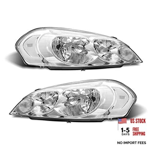 Headlight Assembly Pair for 2006-2013 Chevy Impala 14-15 Impala 06-13 Silver
