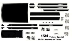 1970 Ford Mustang or Torino Twister spl 1/24th – 1/25th Scale Decals