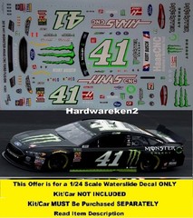 NASCAR DECAL #41 MONSTER ENERGY 2018 FORD FUSION KURT BUSCH 1/24 POWERSLIDE