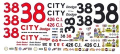 #38 Charlie Glotzbach City Dodge ’71 1/24th Scale Waterslide Nascar Decals