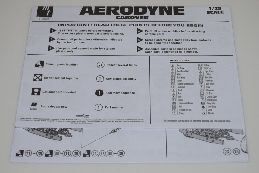 AMT KENWORTH AERODYNE CABOVER 1463 ⭐PARTS⭐ INSTRUCTION BOOKLETS 1:25