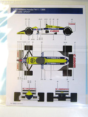 Decalpool 1/20 Williams FW11 ’86 Decal Sheet DP257 for Tamiya Kit Piquet/Mansell