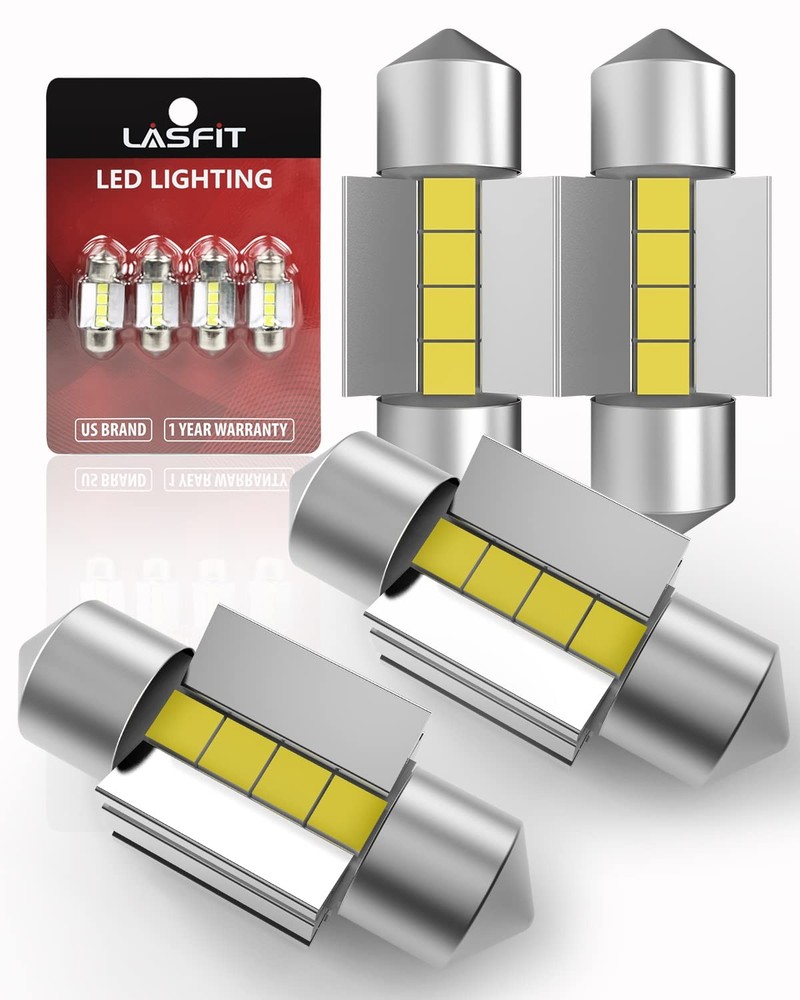 LASFIT DE3022 LED Bulb 31mm Festoon 4-Pack Canbus Error Free 6000K White Interio