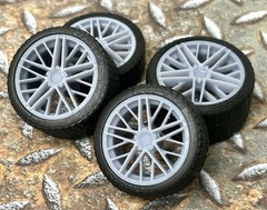 1/24 Scale: 21/20 In. “C6 Corvette ZR1” Wheels W/ Wide Rear Tires