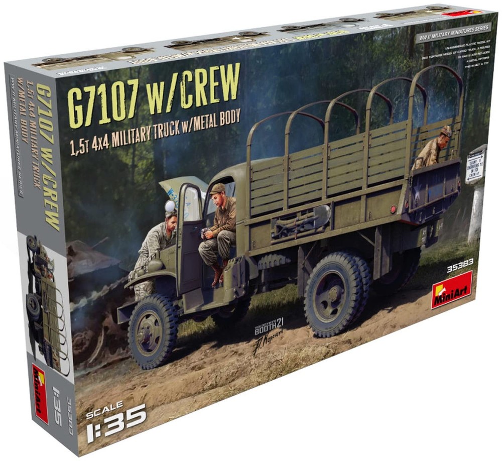 MiniArt MIN35383 1:35-G7107 w/Crew 4×4 Cargo Truck w/Metal Body, Molded Color