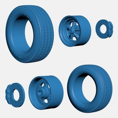 1/25 Resin 15 inch Cragar SS Wheels, Firestone Wide Oval Tires, and Brake Set