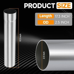 Straight Stainless Steel 2.5″ OD Mandrel Bent Exhaust Tube 17.3″ Long