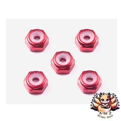 NEW Tamiya Mini 4WD Upgrade Parts No. 493 2mm Aluminum Lock Nuts Red 5 Pieces