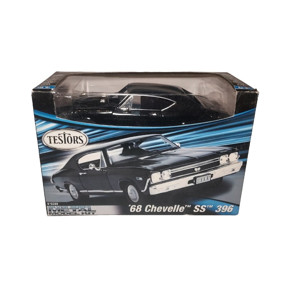 Testors 1968 Black Chevy Chevelle SS 396 Silver Series Metal Model Kit 2010