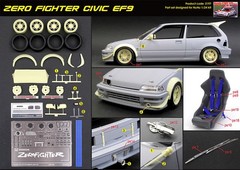 ZoomOn 1/24 Zero Fighter Civic EF9 Parts Set with Decal for NuNu Kit