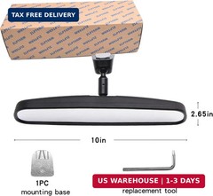 10″ Universal Interior Mirror Kit, 2024 Upgraded Anti-Glare Rear View Mirror,Wid