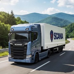 1/43 Scale Swedish Style Semi Truck with Transport Container Die-Cast Model – He