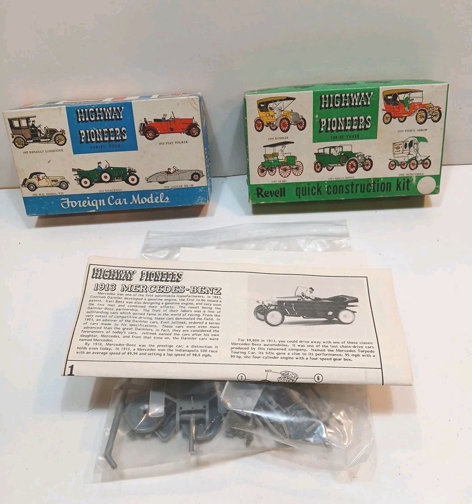 Revell Highway Pioneers Jaguar, Gowland 36 Cord, Rolls Royce Model Kit Parts Lot