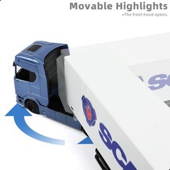 1/43 Scale Swedish Style Semi Truck with Transport Container Die-Cast Model – He