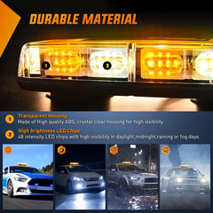 2PCS 12 Inch Roof Top Strobe Lights 48LED Hazard Light Emergency Safety Warning