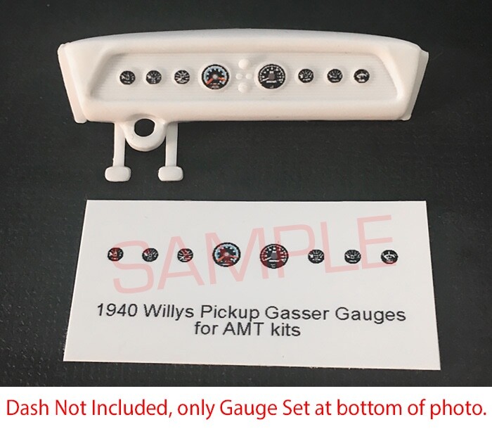 1940 WILLYS PICKUP COCA-COLA GASSER GAUGE FACES for 1/25 scale AMT kits—PLS READ