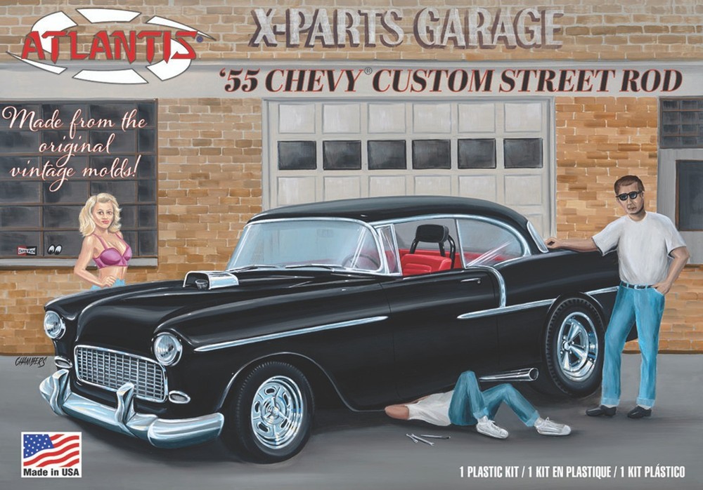 Atlantis H1276 ’55 Chevy Custom Street Rod model kit
