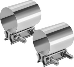 2.5 Exhaust Clamp, 2PCS 2 1/2″ Stainless Steel Butt Joint Band Clamp Sleeve Coup