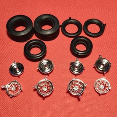 Wheels Tires Slicks Pie Wagon 1:24 Scale Model Car Part Atlantis