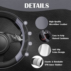 Car Pass Line Rider Microfiber Leather Sporty Steering Wheel Cover Universal