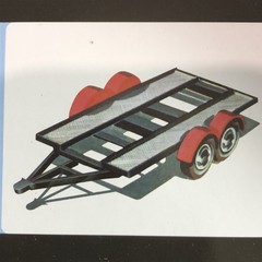 FOB Race Car Tandem Axle TRAILER w Mags 2 Hitch Mounts 1:25 AMT LBR Model Parts