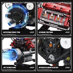 Motorized V8 Engine Building Blocks Kit – Realistic 588-Piece Model for Enthu…