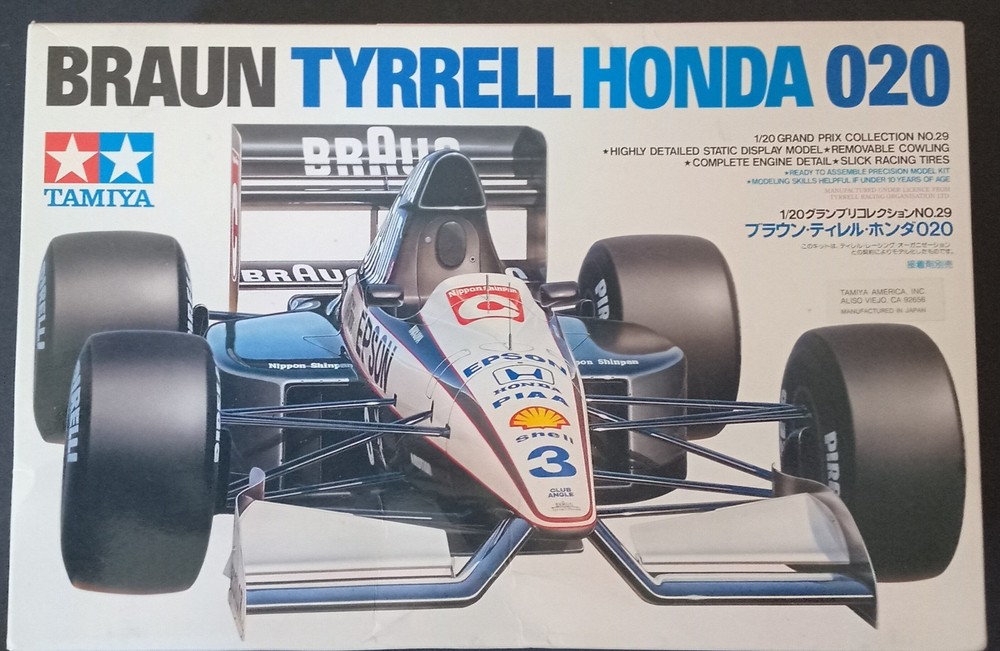 Tamiya 20029 Braun Tyrrell Honda 020 Grand Prix Formula 1 Race Car 1/20 Sealed