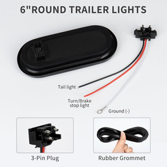 2PCS 6 Inch Oval Red LED Trailer Tail Lights, 10 Leds Stop/Turn/Brake Lights Wi